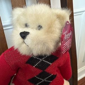 Argyle Bear By Premier Red Black White Sweater & Khaki Pants Outfit Plush  15"